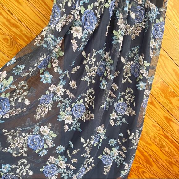 Nicole Miller New York Floral Appliqué Embroidered Maxi Dress Gown - Picture 5 of 7